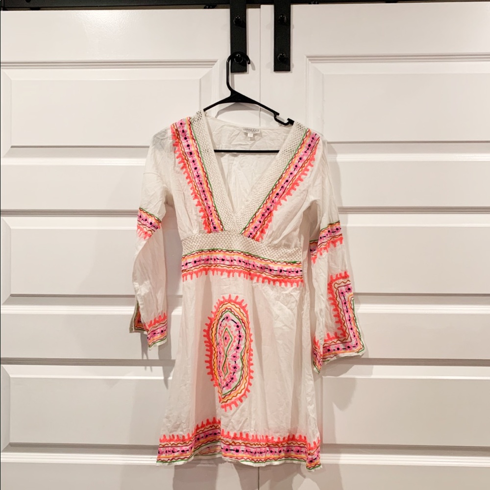 White embroidered swimsuit coverup